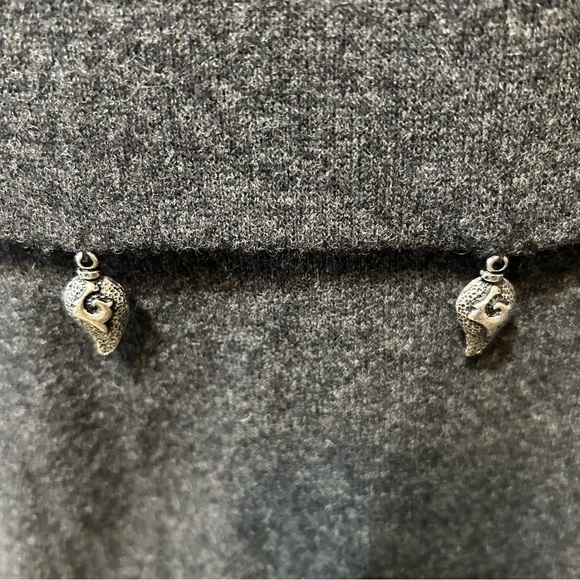 Extravert by Ritva Kariniemi 100% Lambswool Cowl Neck Ebelished Gray Sweater M/L - Picture 4 of 10